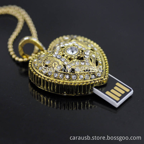 CaraUSB advertising creative jewelry wholesale peach heart necklace U disk pendant inlaid brick love heart-shaped usb drive